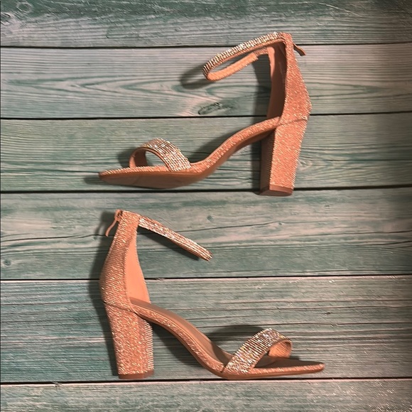 TOP Moda Glittery Gold Block Heels - Picture 1 of 5